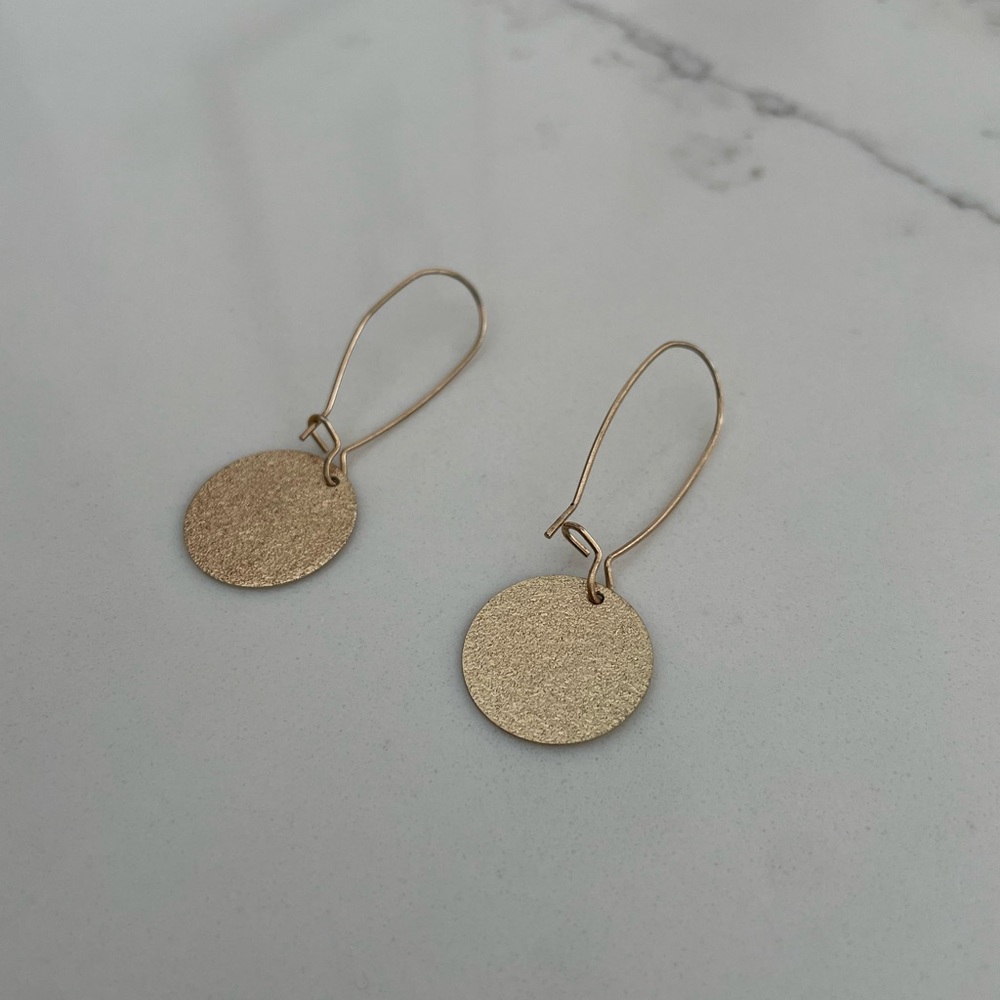 Dangle gold coin earrings